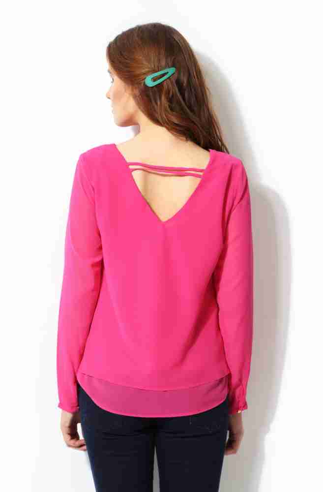 YU by Pantaloons Casual Self Design Women Pink Top - Buy YU by Pantaloons  Casual Self Design Women Pink Top Online at Best Prices in India