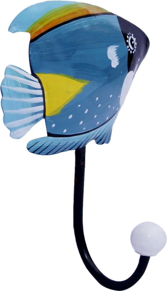 IndianKalakari.com Fish 1 Single Hook Multicolor Towel Holder