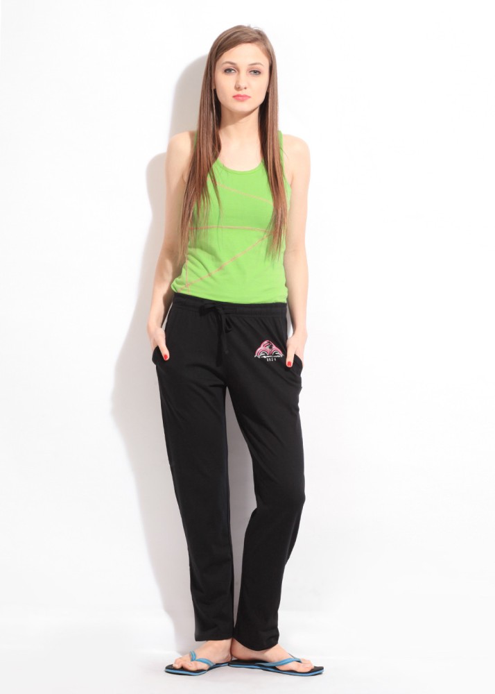 HANES, Solid Women Black Track Pants - Buy J.BLACK HANES, Solid Women  Black Track Pants Online at Best Prices in India