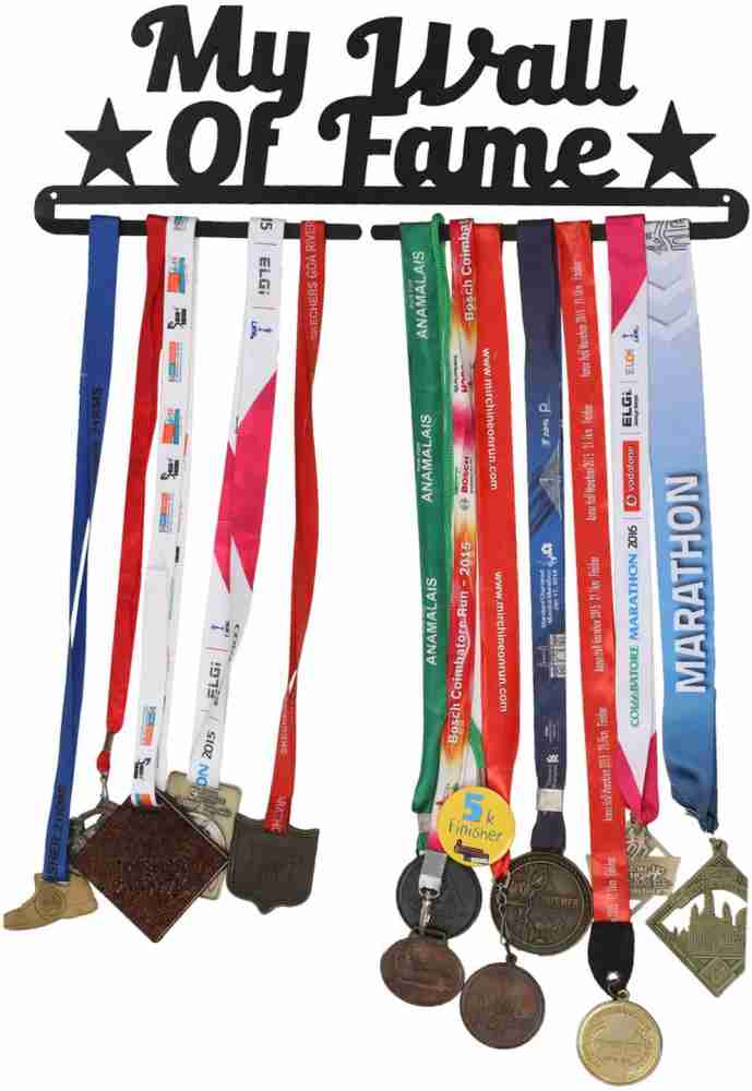 Sehaz Artworks Medal Holder Display Hanger Rack Medals Black Medal Holder  Wall Mount Running Medal Frame Holds Upto 24-30 Medals