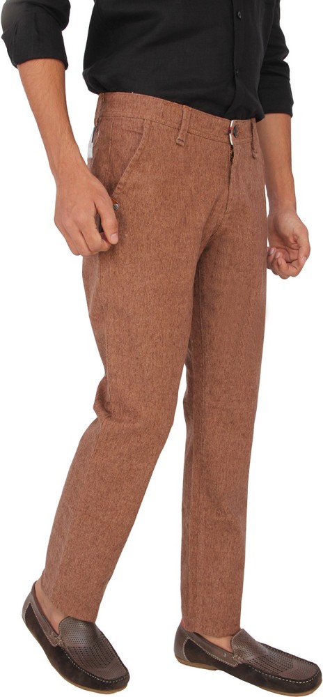 Buy Brown Red Flame Slim Fit Men Brown Trousers Online at Best Prices in  India  Flipkartcom