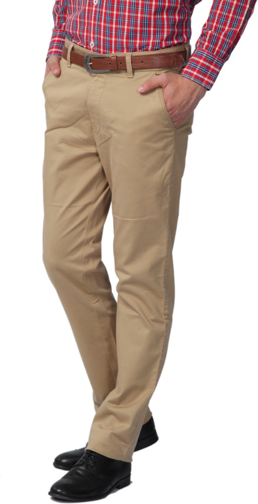 Solid Mens Pink Casual Cotton Trouser Regular Fit