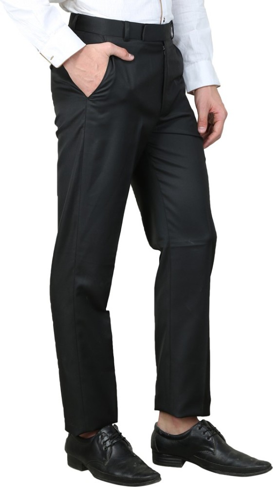 Magnoguy Slim Fit Men Black Trousers - Buy Shiny Black Magnoguy Slim Fit  Men Black Trousers Online at Best Prices in India