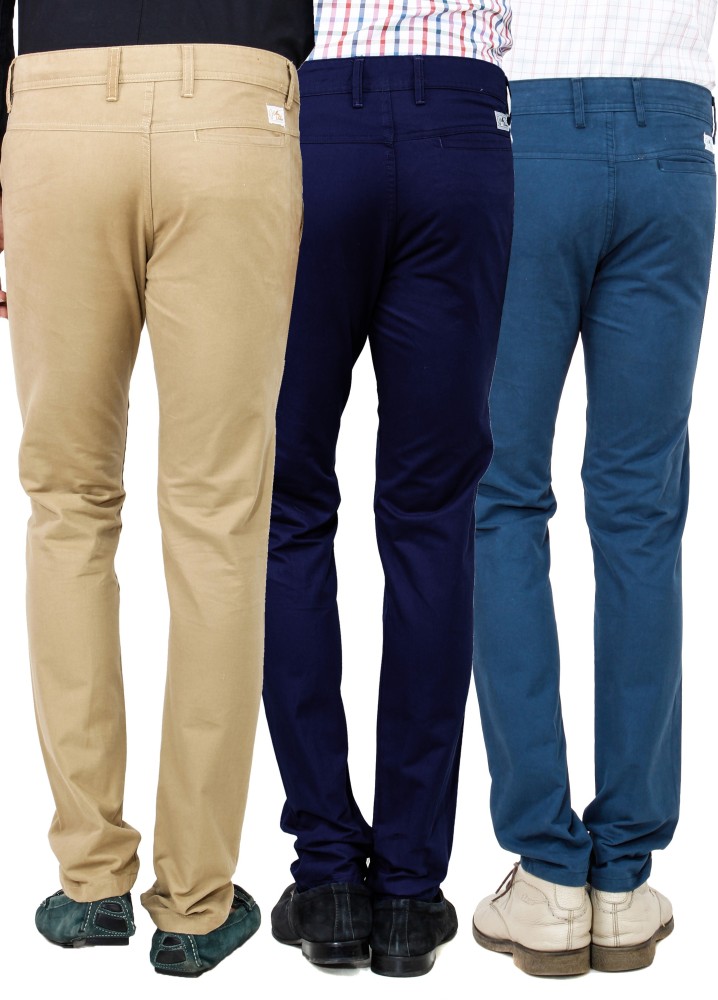 Buy Uber Urban Mens Cotton Flat Front Trousers  Blue 30 at Amazonin
