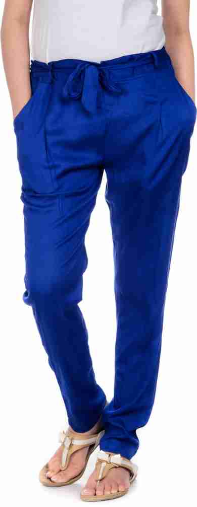House of Tantrums Narrow Bottom Royal Blue Pants With Belt Slim