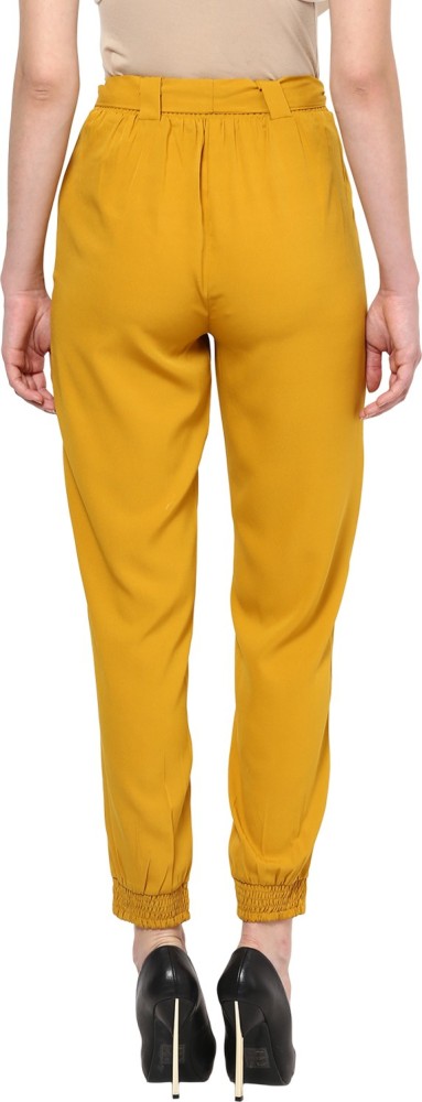 Marie Claire Trousers and Pants  Buy Marie Claire Women Mustard Yellow   White Original Fit High Rise Striped Parallel Trousers Online  Nykaa  Fashion