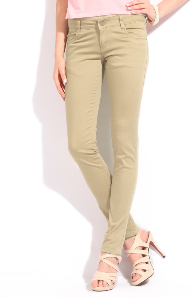 KRAUS Slim Fit Women Beige Trousers - Buy OLIVE KRAUS Slim Fit