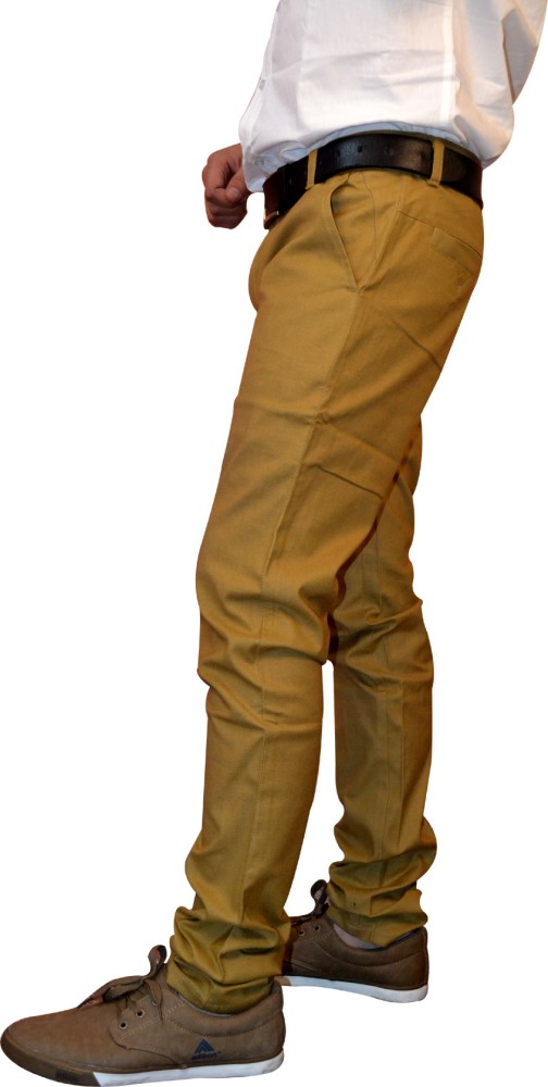 Nation Polo Club Slim Fit Men Gold Trousers