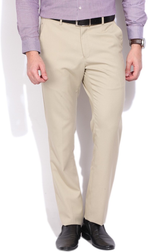 Mens Solid Formal Regular Fit Wrinkle Free Poly Viscose Trousers Light Beige  Color Pack of 10 Pieces  Rolloverstock