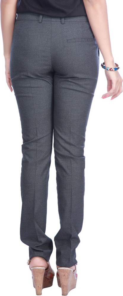 Buy Wills Lifestyle Women Grey Slim Fit Checked Formal Trousers  Trousers  for Women 6619585  Myntra