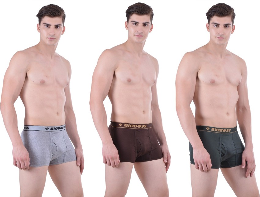 Dollar Bigboss Men's Pack of 3 Solid Combed Cotton Double Pouch Support  Trunk