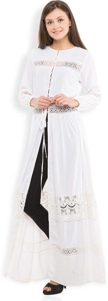 Tokyo talkies white shop lace detail maxi tunic