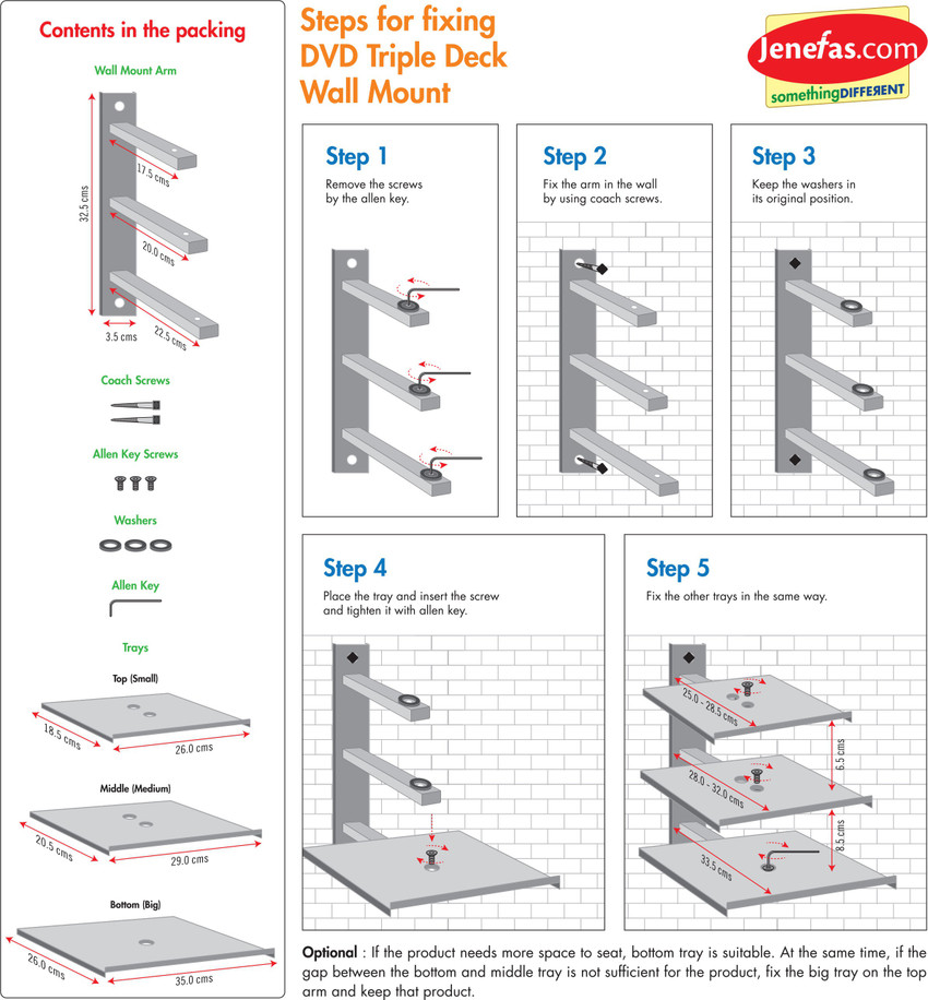 Jenefas DVD03 Full Motion TV Mount Price in India Buy Jenefas DVD03 Full Motion TV Mount online at Flipkart