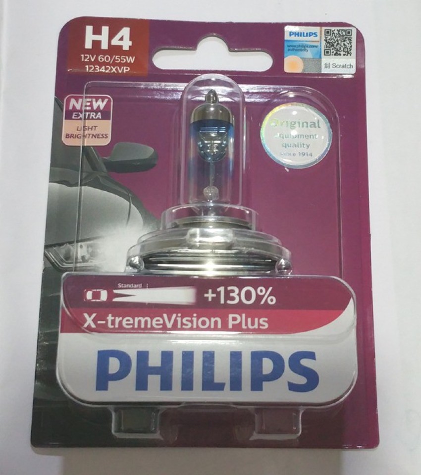 Philips X-treme Vision +130% Headlight Bulbs (Pack of 2) (H4 60/55W)