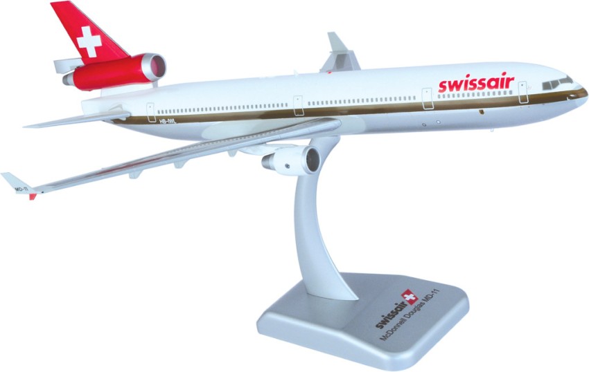 Hogan Wings Aircraft scale model, MD-11 Swissair (gold line 
