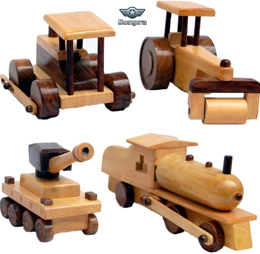 Sonpra Baby Wooden Toys - Antique Handicraft Tank Steam Engine