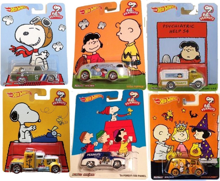 HOT WHEELS Pop Culture Peanuts Snoopy Charlie Brown Lucy 6 Car Set