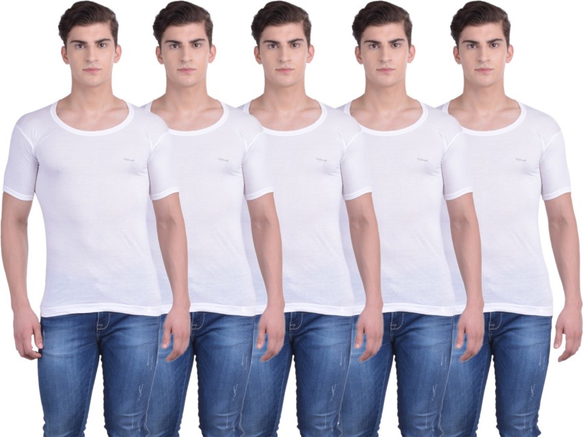 Buy Rupa Jon Mens's White Half Sleeves Vest Pack of 5 Pcs (Size-S