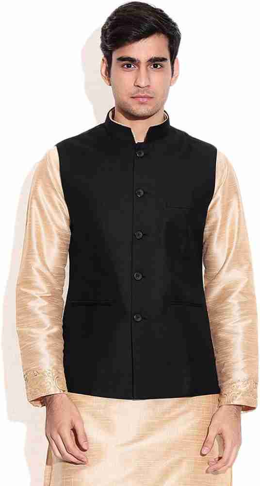 Waistcoat for hot sale black kurta