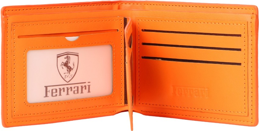 Ferrari Shining Men Orange Canvas Wallet Orange Price in India