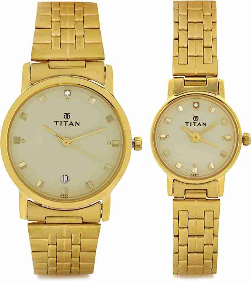 Titan gold couple watches top