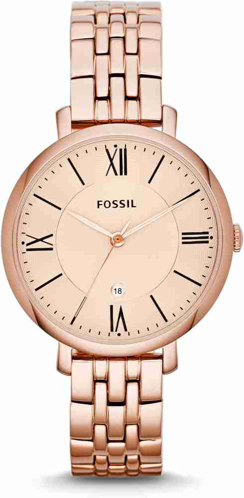 Fossil rose gold dial analog women's watch on sale es3435i