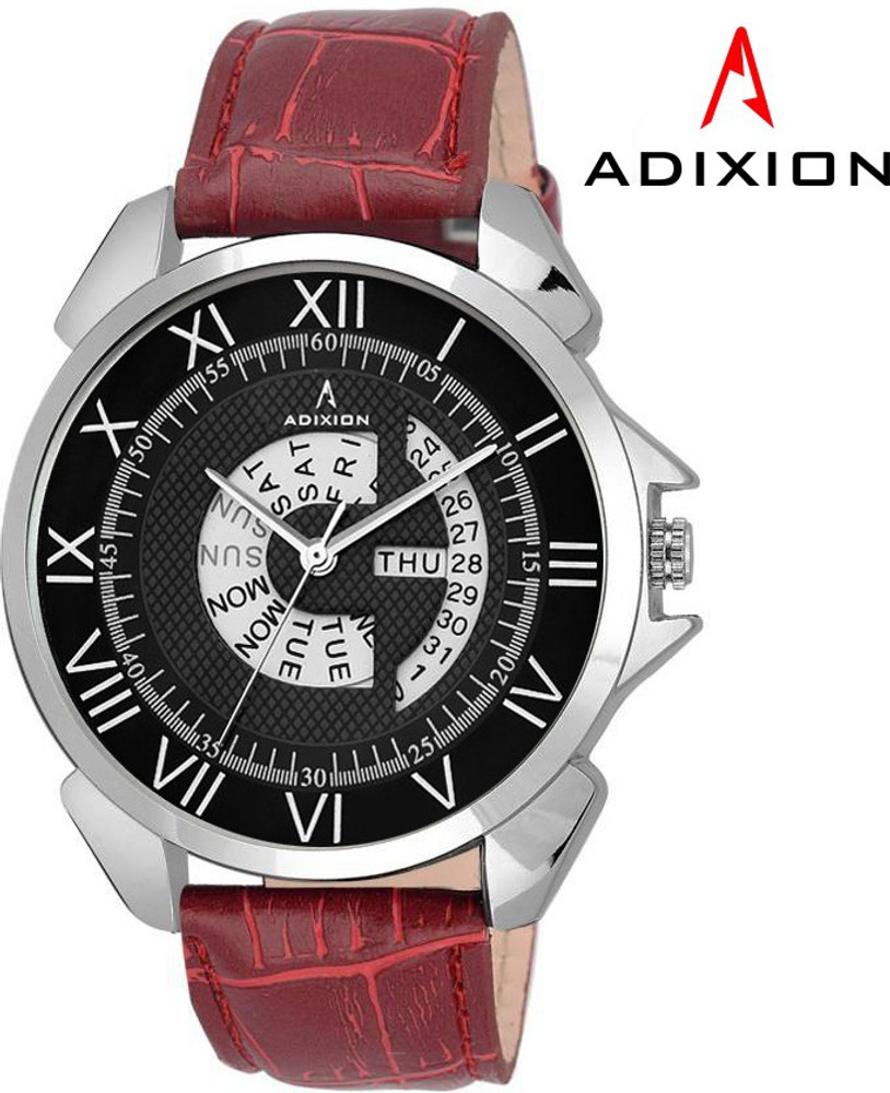 ADIXION New Maroon Strap watch with Day and Date Analog Watch For Men Buy ADIXION New Maroon Strap watch with Day and Date Analog Watch For Men 9506SLD1 Online