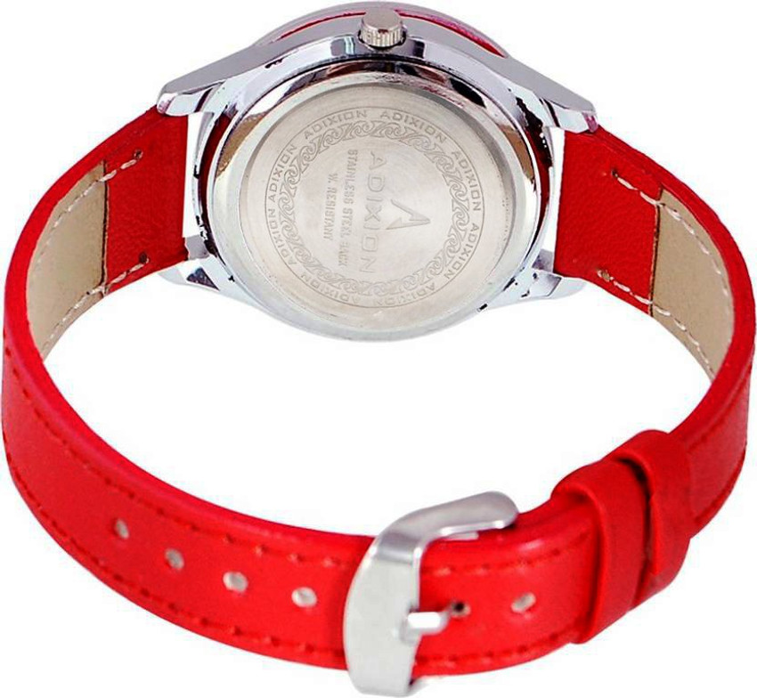 ADIXION New Red Leather Strep Watch Analog Watch For Men Women