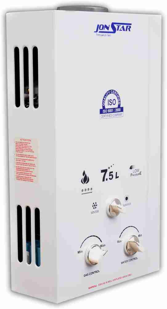 Jonstar 7.5 L Gas Water Geyser (Jonstar 7.5 L Gas Water Geyser, White)  Price in India - Buy Jonstar 7.5 L Gas Water Geyser (Jonstar 7.5 L Gas  Water Geyser, White) online at Flipkart.com