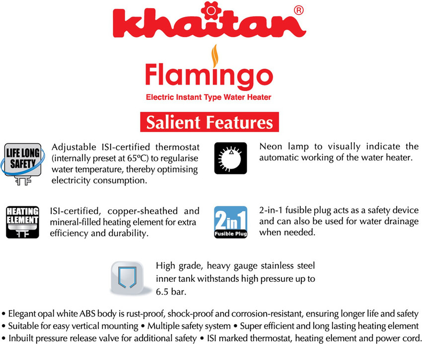 Khaitan 3 L Instant Water Geyser (Flamingo, Ivory) Price in India - Buy Khaitan  3 L Instant Water Geyser (Flamingo, Ivory) online at Flipkart.com