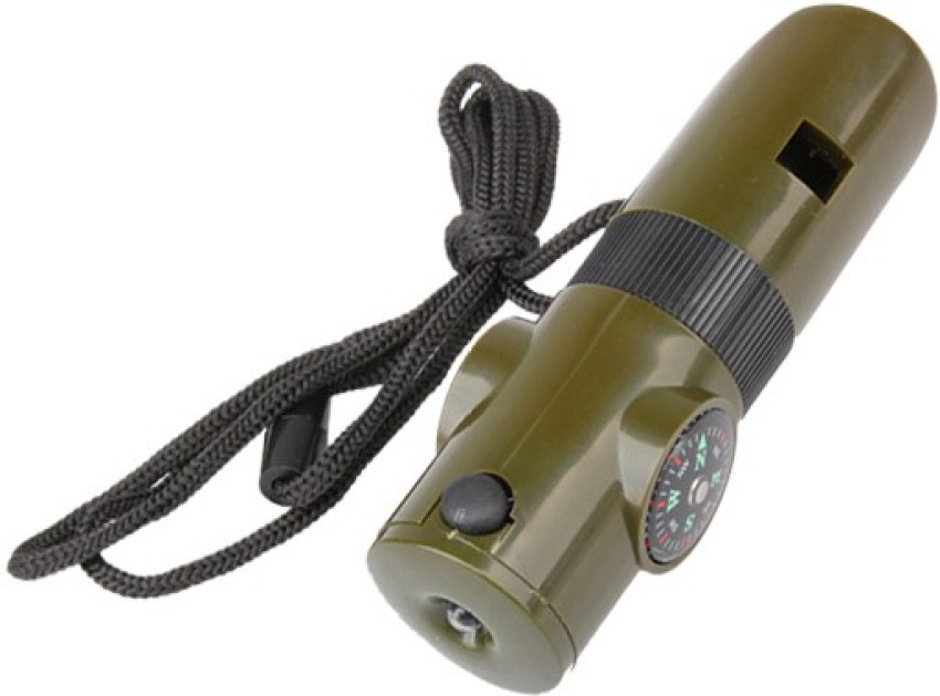 Green - 7-In-1 Survival Whistle with LED Flashlight and Compass