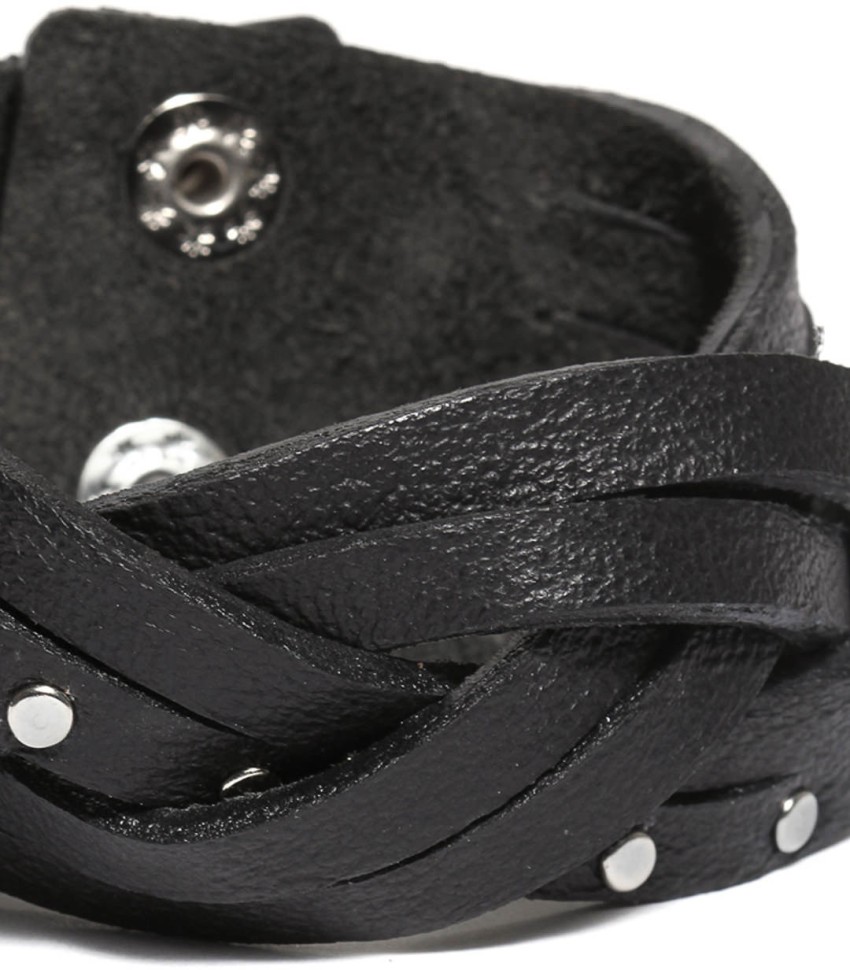 Fume Black Pure Leather Bracelet Men & Women Price in India - Buy
