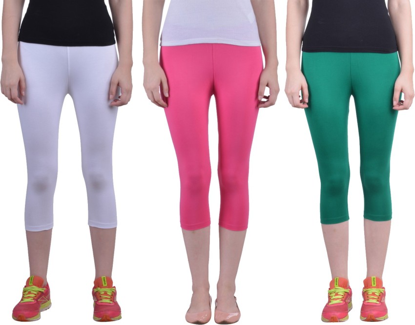 Dollar Missy Four-Way Stretchable Mid Calf Length Women Multicolor Capri -  Buy White, Romantic Rani, Pak Green Dollar Missy Four-Way Stretchable Mid Calf  Length Women Multicolor Capri Online at Best Prices in