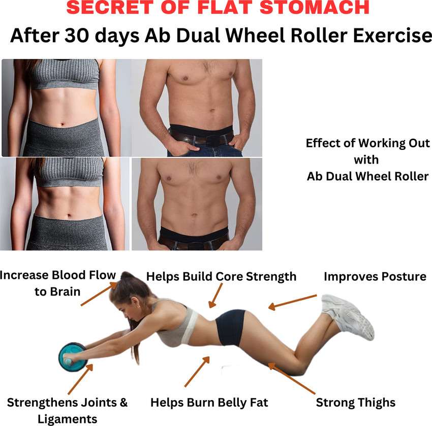 PTOSS Ab Dual Wheel Roller for Flat Belly Solid Core to tone up abs core stomach Ab Exerciser Buy PTOSS Ab Dual Wheel Roller for Flat Belly Solid Core