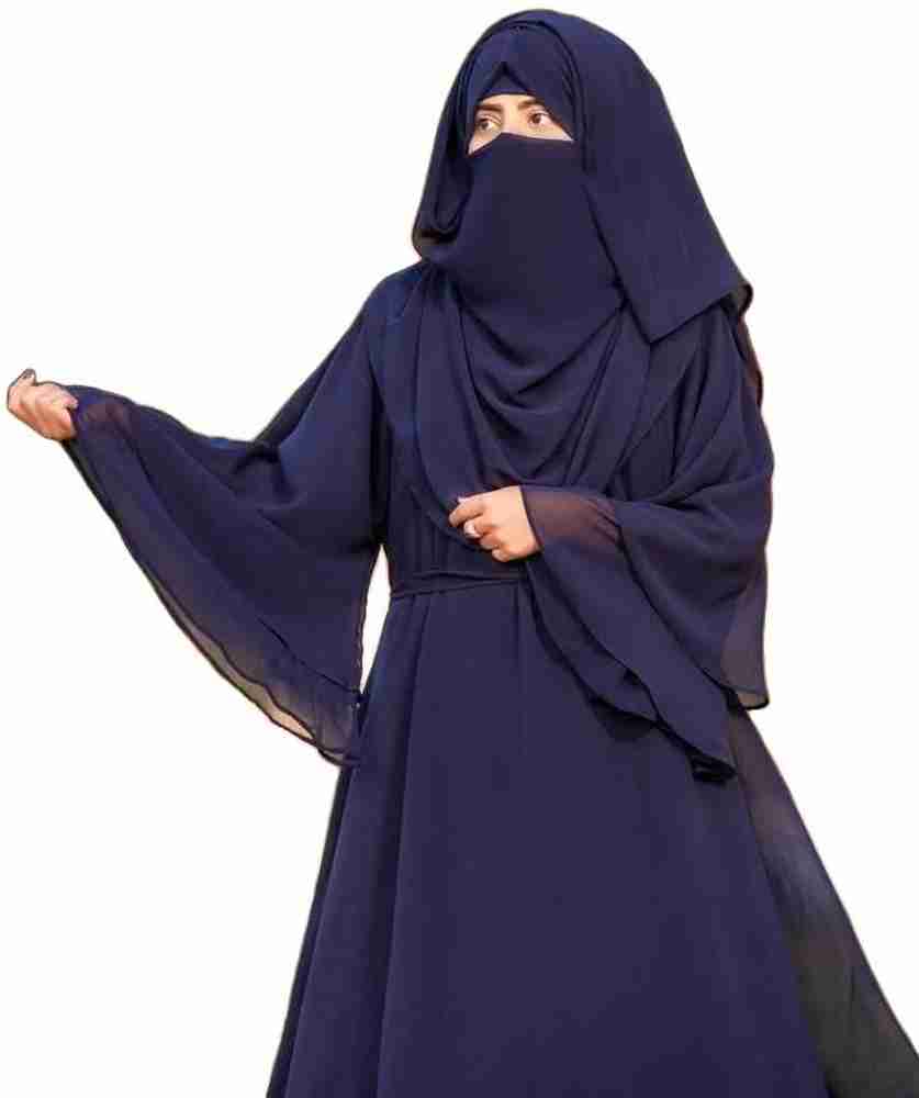 Emaan Outfit Georgette Self Design Abaya With Hijab Price in India Buy Emaan Outfit Georgette Self Design Abaya With Hijab online at Flipkart