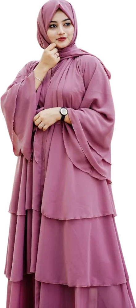 ARAB Women s New Fancy Designer 3 Layer Abaya Burkha Georgette