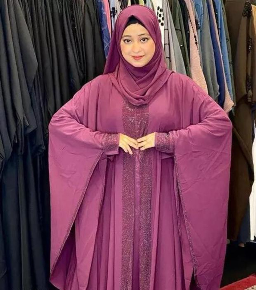 kashaf store kaftan strone purple Nida Matte Self Design Solid