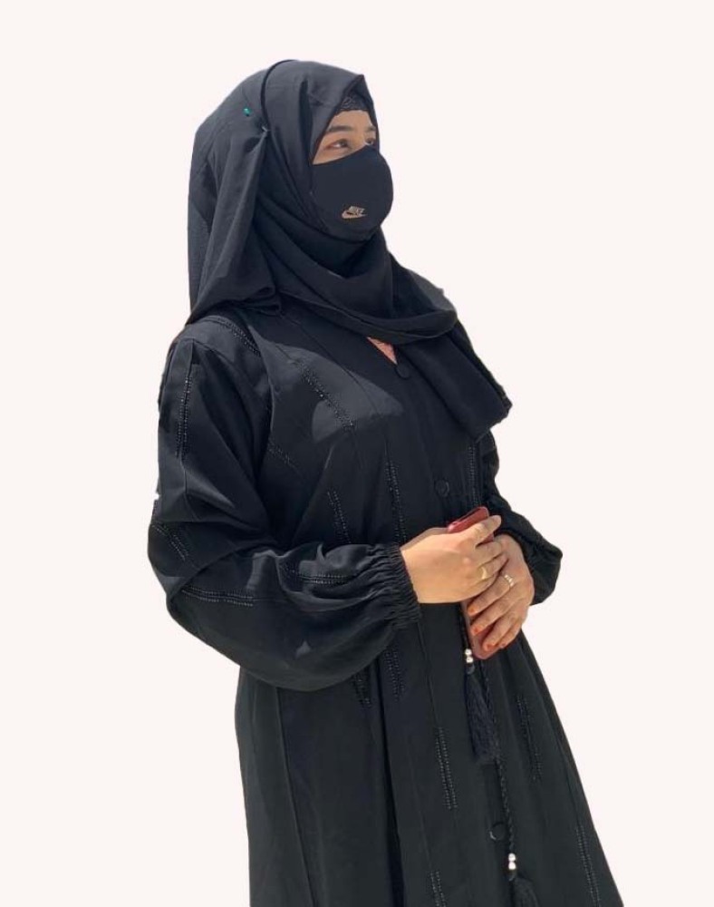 LaibaBurkha Chiffon Solid Solid Abaya With Hijab Price in India Buy LaibaBurkha Chiffon Solid Solid Abaya With Hijab online at Flipkart