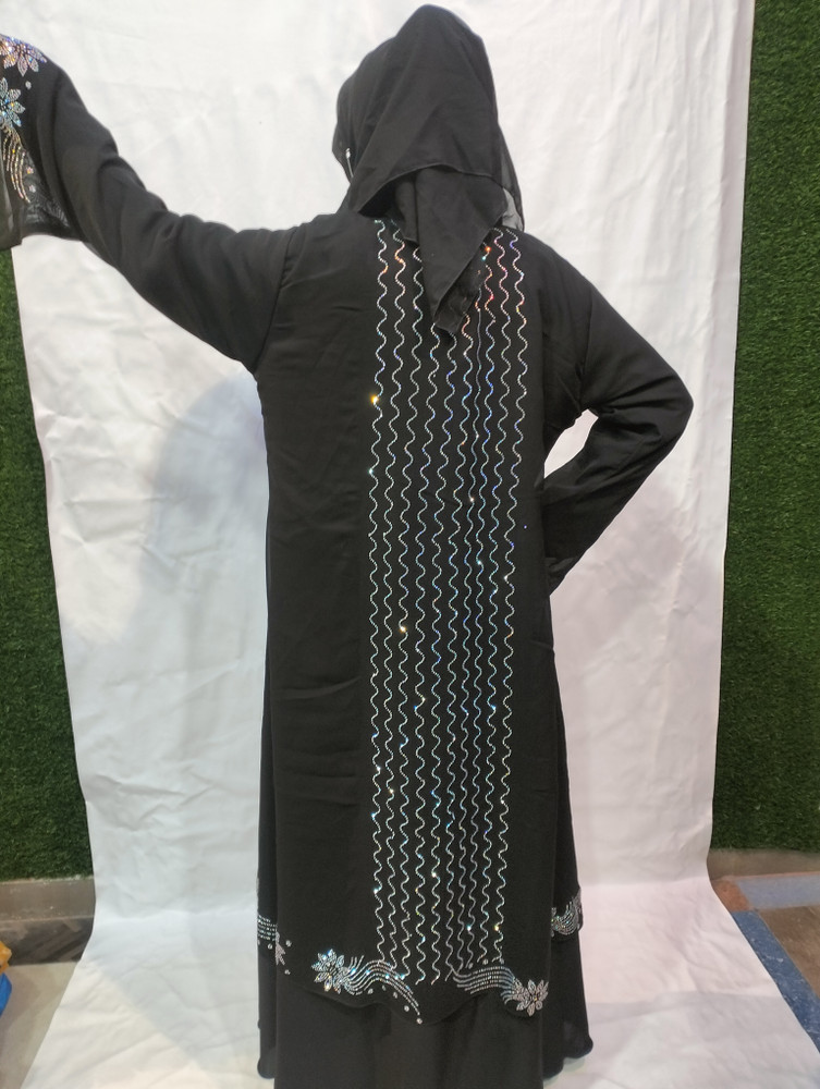 Abaya BEAUTIFUL AND BRIDAL BACK AND FRONT STONE WORK BURQA COLOR