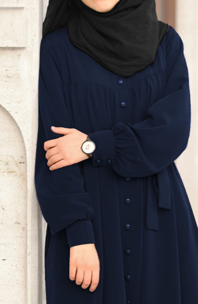 VIVIDBRICK Silk Blend Solid Abaya With Hijab