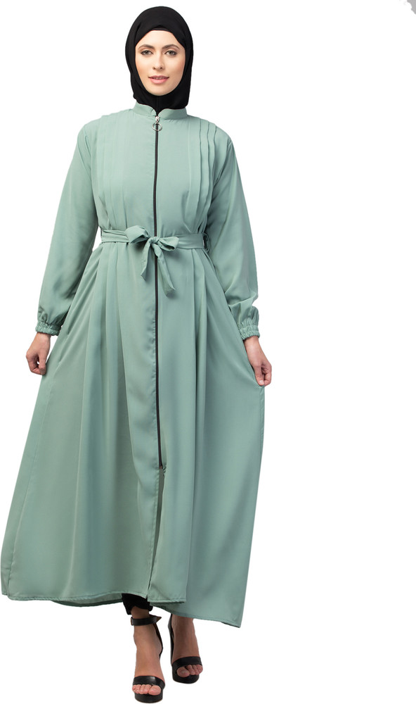 Recnettrends Beautiful zipper front open abaya unique sleeves for
