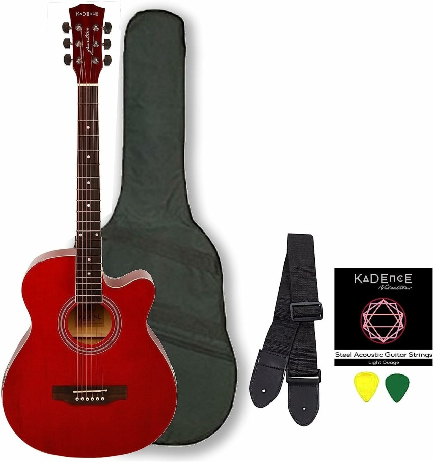 KADENCE Frontier Series, Red Acoustic Guitar Combo Bag, Strap