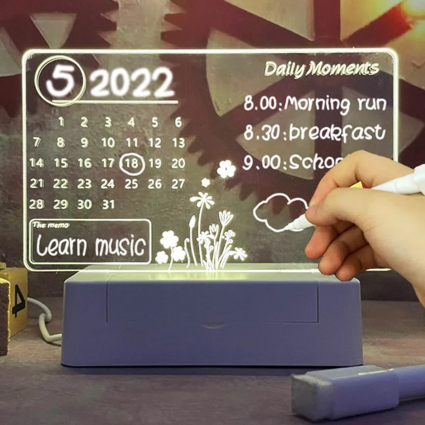 Qaz 3D Acrylic Board with Stand LED Light Pen Rewritable