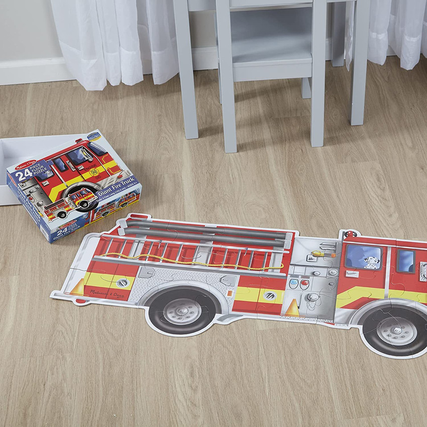 MELISSA DOUG Giant Fire Truck Floor Puzzle Easy Clean Surface