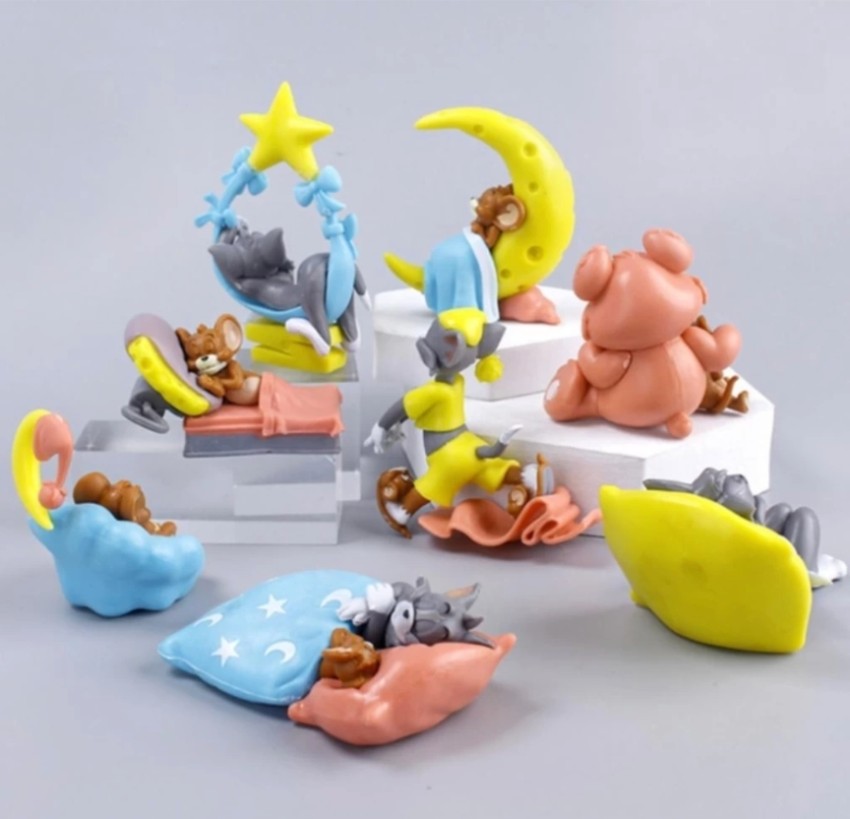 Disney Sleeping Tom & Jerry Figure Figurine Cake Car Ornament Toy