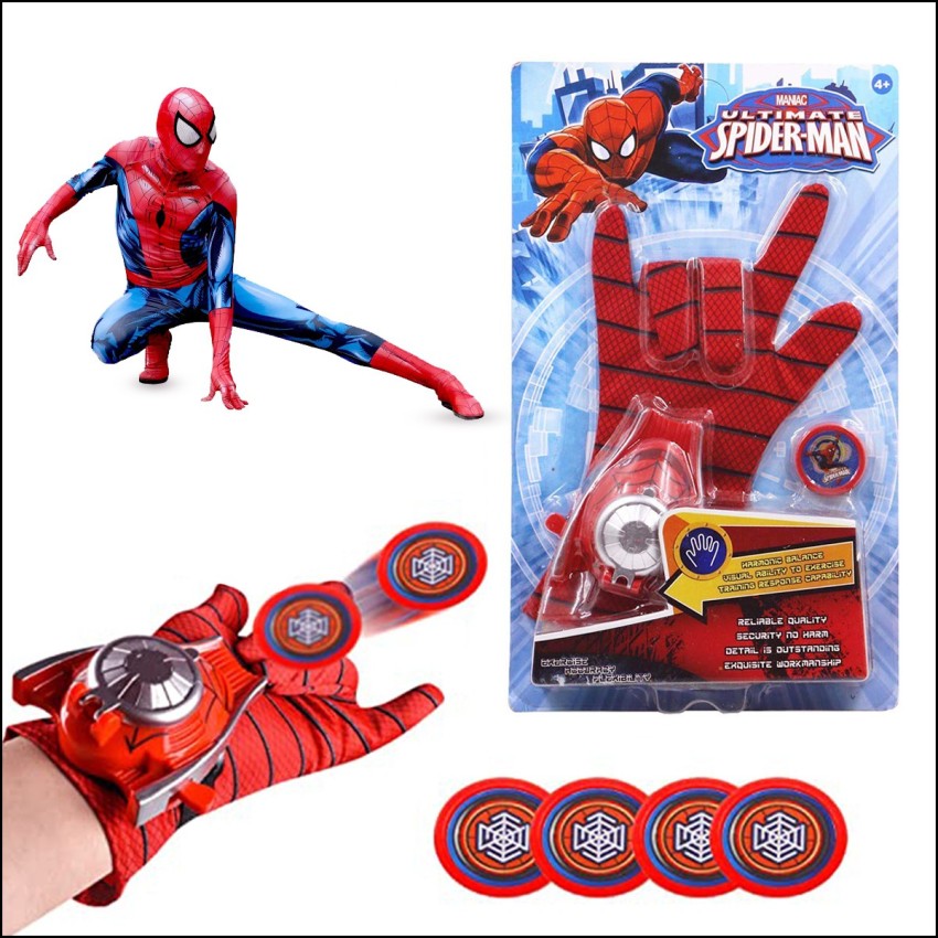 YellowCult Spiderman Hand Gloves with Disc Launcher, Single Hand, Flying  Saucer Spiderman