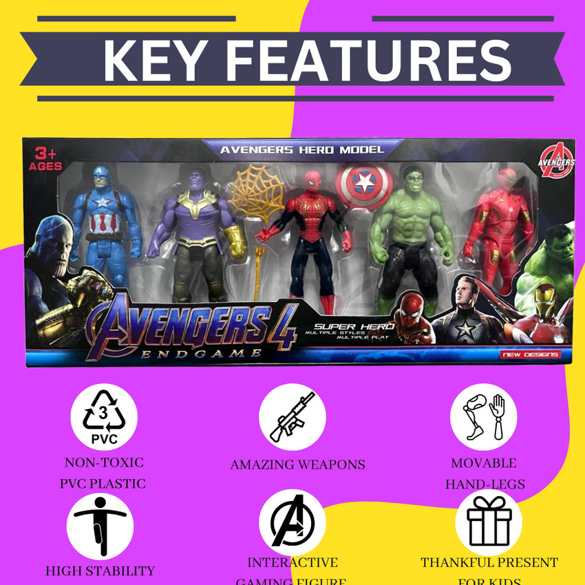 ZN STORE Marvel Avenger Action Figure Toy Set for kids Super Hero