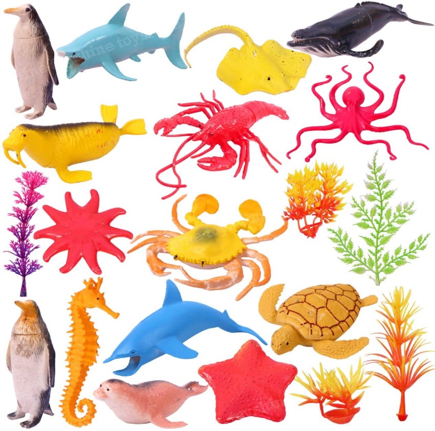 Mallexo Big Size Premium Quality Aquatic sea Animals Toy Figure Playing Set  for Kids boy and Girl | Pack of 7 Marine Animals Set for Kids - Multi-Color  Water Animals Toy Set -