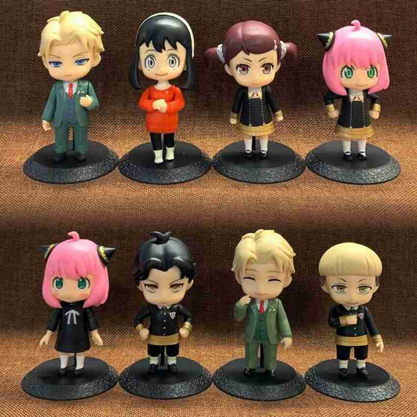 RVM Toys Anime Set of 8 Spy X Family Figures 10 11 cm Toy for Car Dashboard Office Table Anime Set of 8 Spy X Family Figures 10 11 cm Toy for Car