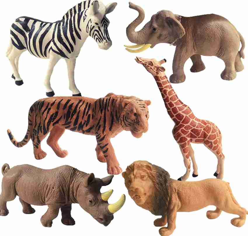 BHARJA Big Size Realistic Animal Toys Set Soft Zoo Toys Animal Action Figure Set of 6
